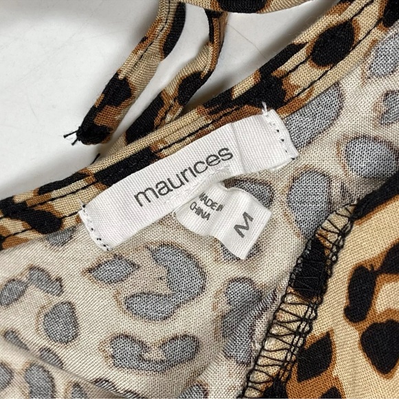 Maurices Medium Leopard Print Top with Short Sleeve and Faux Buttons - Picture 4 of 7